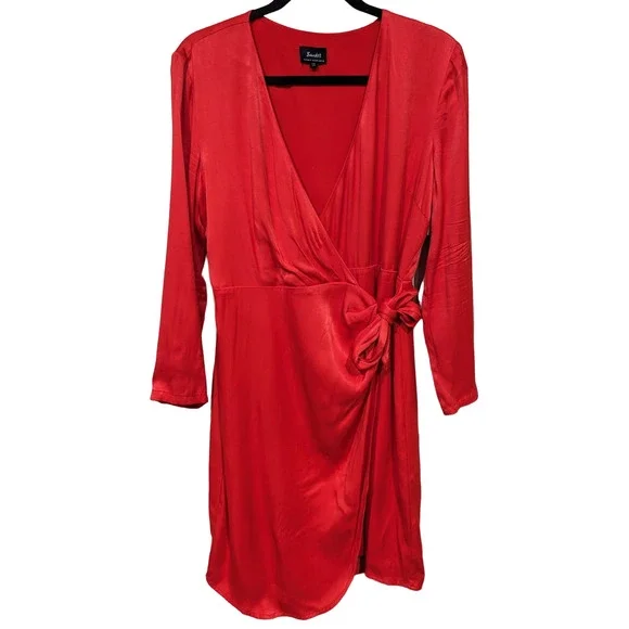 fitted lace wedding dress Kyla Wrap Mini Dress in Red